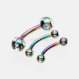 Detail View 1 of Colorline PVD Aurora Gem Ball Curved Barbell Eyebrow Ring-Rainbow/Clear