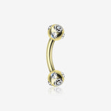 Gold Plated Aurora Gem Ball Curved Barbell Eyebrow Ring