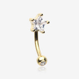 Golden Classic Star Sparkle Curved Barbell Ring