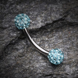 Detail View 1 of Multi-Gem Sparkle Curved Barbell Eyebrow Ring-Aqua