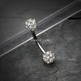 Detail View 1 of Pave Sparkle Full Dome Curved Barbell Ring-Clear Gem
