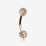 Golden Pave Sparkle Full Dome Curved Barbell Ring