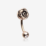 Rose Gold Blossom Rose Curved Barbell Eyebrow Ring