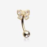Golden Dainty Bow-Tie Sparkle Eyebrow Curved Barbell Ring