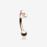 Rose Gold Trinity Opal Sparkle Curved Barbell Ring