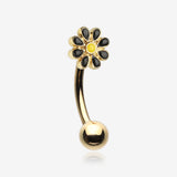 Golden Dainty Adorable Daisy Curved Barbell Ring