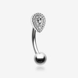 Aria Sparkle Teardrop Curved Barbell Ring-Clear Gem