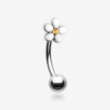 Adorable Plumeria Flower Curved Barbell Ring
