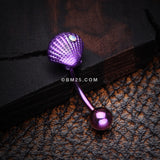 Detail View 1 of Colorline Ariel's Shell Sparkle Curved Barbell-Purple/Aurora Borealis
