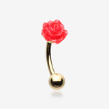 Golden Romantic Rose Blossom Curved Barbell