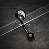 Detail View 1 of Blackline Classic Yin Yang Sparkle Curved Barbell-Black/Clear