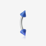 Neon Acrylic Spike Ends Curved Barbell Eyebrow Ring-Blue