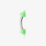 Neon Acrylic Spike Ends Curved Barbell Eyebrow Ring-Green
