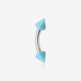 Neon Acrylic Spike Ends Curved Barbell Eyebrow Ring-Light Blue