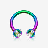Colorline PVD Aurora Gem Ball Horseshoe Circular Barbell
