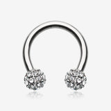 Pave Sparkle Full Dome Horseshoe Circular Barbell