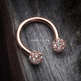 Detail View 1 of Rose Gold Pave Sparkle Full Dome Horseshoe Circular Barbell-Clear Gem
