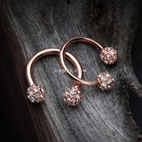 Detail View 2 of Rose Gold Pave Sparkle Full Dome Horseshoe Circular Barbell-Clear Gem