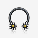 Blackline Adorable Daisy Flower Horseshoe Circular Barbell