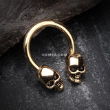 Detail View 1 of Golden Apocalyptic Skull Horseshoe Circular Barbell