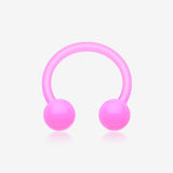 UV Acrylic Flexible Shaft Horseshoe Circular Barbell-Pink