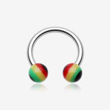 Rasta Jamaican Stripe Acrylic Horseshoe Circular Barbell-Rainbow/Multi-Color