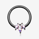 Triple Marquise Multi-Gem Sparkle Seamless Clicker Hoop Ring