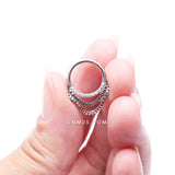 Detail View 4 of Majestic Sparkle Double Chained Seamless Clicker Hoop Ring-Clear Gem