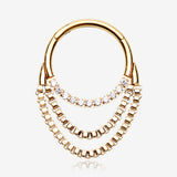 Golden Majestic Sparkle Double Chained Seamless Clicker Hoop Ring