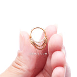 Detail View 4 of Golden Majestic Sparkle Double Chained Seamless Clicker Hoop Ring-Clear Gem