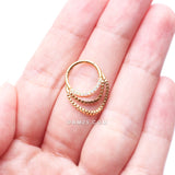 Detail View 4 of Golden Majestic Fire Opal Double Chained Seamless Clicker Hoop Ring-White Opal