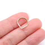Detail View 3 of Golden Brilliant Sparkle Chevron Seamless Clicker Hoop Ring-Clear Gem