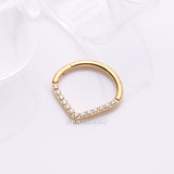 Detail View 2 of Golden Brilliant Sparkle Chevron Seamless Clicker Hoop Ring-Clear Gem