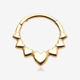 Golden Queen of Hearts Steel Seamless Clicker Hoop Ring