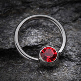 Detail View 1 of Gem Ball Steel Captive Bead Ring-Red