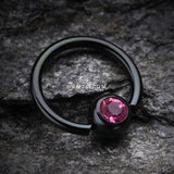Detail View 1 of Colorline PVD Gem Ball Captive Bead Ring-Black/Pink