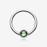 Opalescent Sparkle Steel Captive Bead Ring