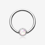 Opalescent Sparkle Steel Captive Bead Ring