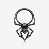 Blackline Venomous Skull Spider Steel Clicker Hoop Ring