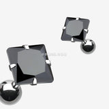 Detail View 1 of Square Gem Crystal Cartilage Earring-Black