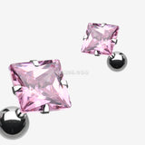 Detail View 1 of Square Gem Crystal Cartilage Earring-Pink