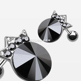 Grand Crown Topped Gem Cartilage Earring-Hematite