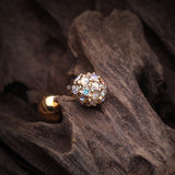 Detail View 2 of Golden Pave Sparkle Full Dome Cartilage Tragus Earring-Aurora Borealis