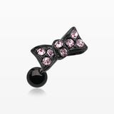 Blackline Flap Bow Tie Cartilage Earring-Pink