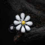 Detail View 1 of Spring Blossom Flower Cartilage Tragus Earring-White/Yellow