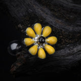 Detail View 1 of Spring Blossom Flower Cartilage Tragus Earring-Yellow/Black