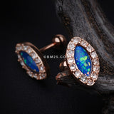 Detail View 2 of Rose Gold Diamante Cartilage Tragus Earring-Clear Gem/Blue