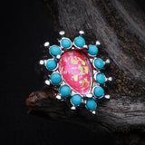 Detail View 1 of Opulent Opal Turquoise Cartilage Tragus Earring-Turquoise/Pink