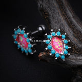 Detail View 2 of Opulent Opal Turquoise Cartilage Tragus Earring-Turquoise/Pink