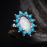 Detail View 1 of Elegant Opal Turquoise Cartilage Tragus Earring-Turquoise/White